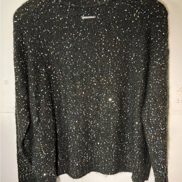AX Armani Exchange Women's  Pullover Sweater Black  With Sequins Size M - Picture 3 of 4